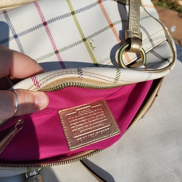 Coach Peyton Tattersall Plaid Satchel F19177 Shoulder Bag Purse - Picture 13 of 14